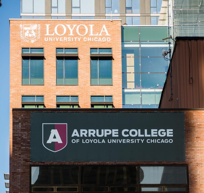The north side of Arrupe College of Loyola University Chicago