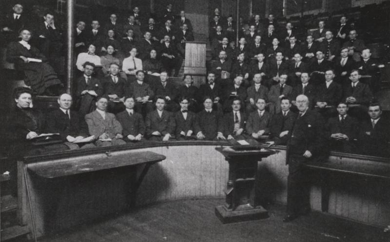 A lecture hall filled with students at Bennett Medical College. 