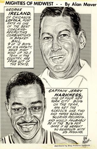 An illustration of George Ireland and Jerry Harkness with some facts about the 1963 printed next to them. 