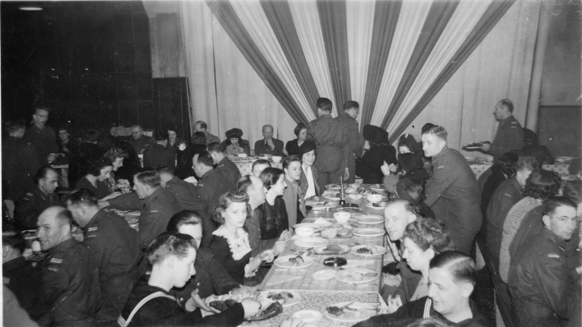 Visiting the Polish Army at Windsor, Canada - Supper with Soldiers in Mess Hall 1-25-1942.jpg