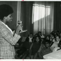 Photo, 1968 Sociology Major speaking out about black problems at a white college001.jpg